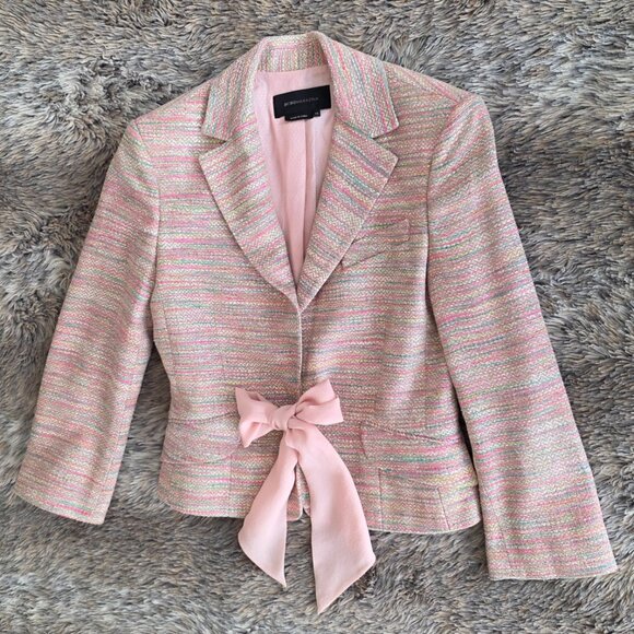 BCBG MaxAzria Beautiful Suit Jacket Blazer pink bow XS - Picture 9 of 9